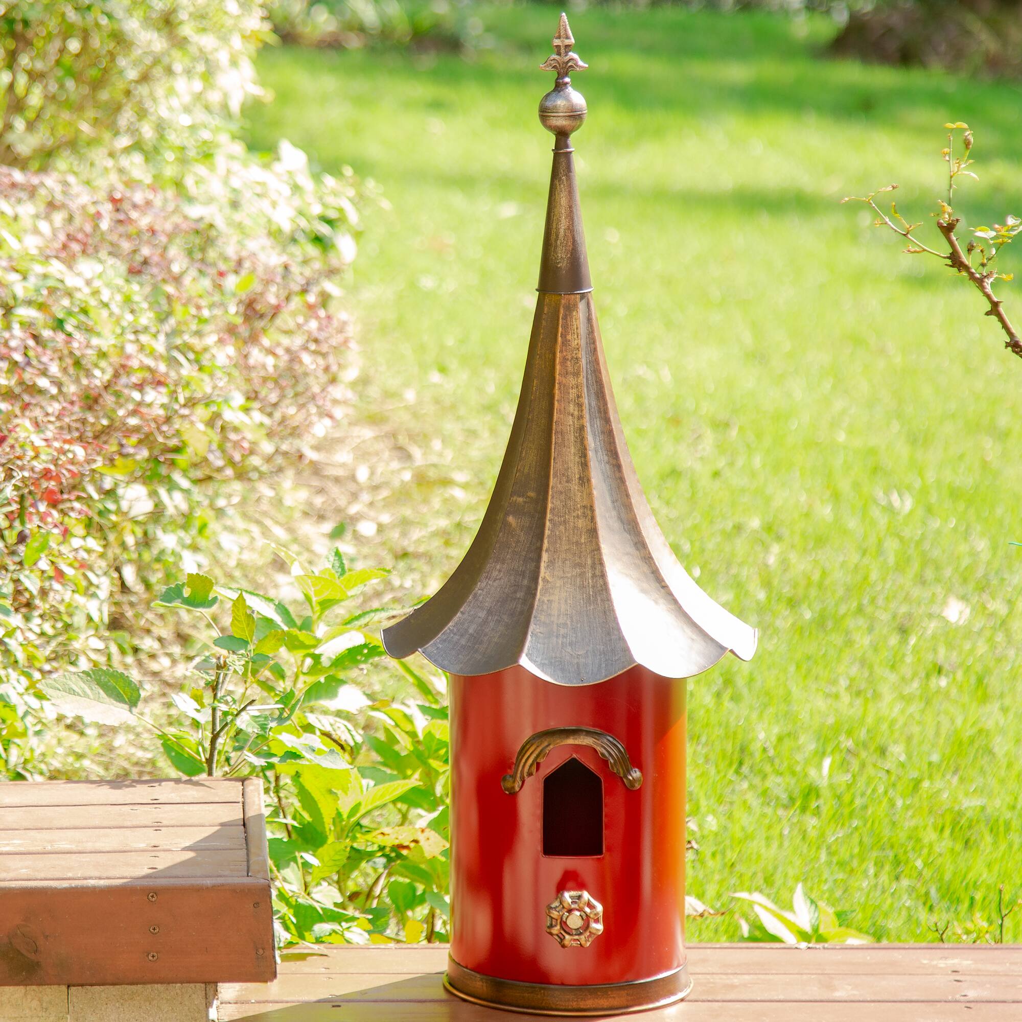 Glitzhome® 32" Red Pagoda Metal Birdhouse